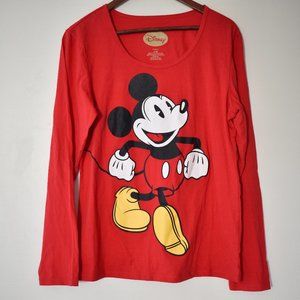 Disney Mickey Mouse bright red long-sleeve tee